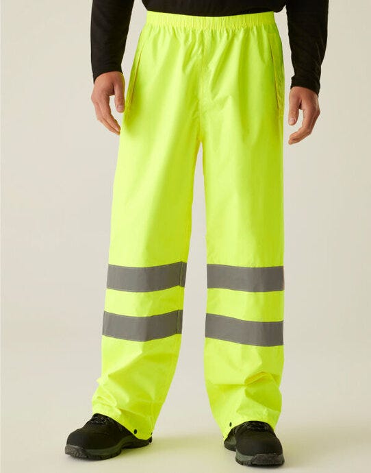 Regatta High Visibility TRW498 Regatta Hi-VIs Pro Packaway Overtrousers - Yellow