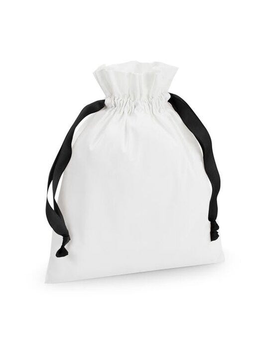Westford Mill W121 Cotton Bag W Ribbon Cord - Soft White/ Black