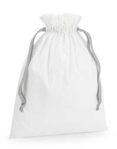Westford Mill W121 Cotton Bag W Ribbon Cord - Soft White/ Light Grey
