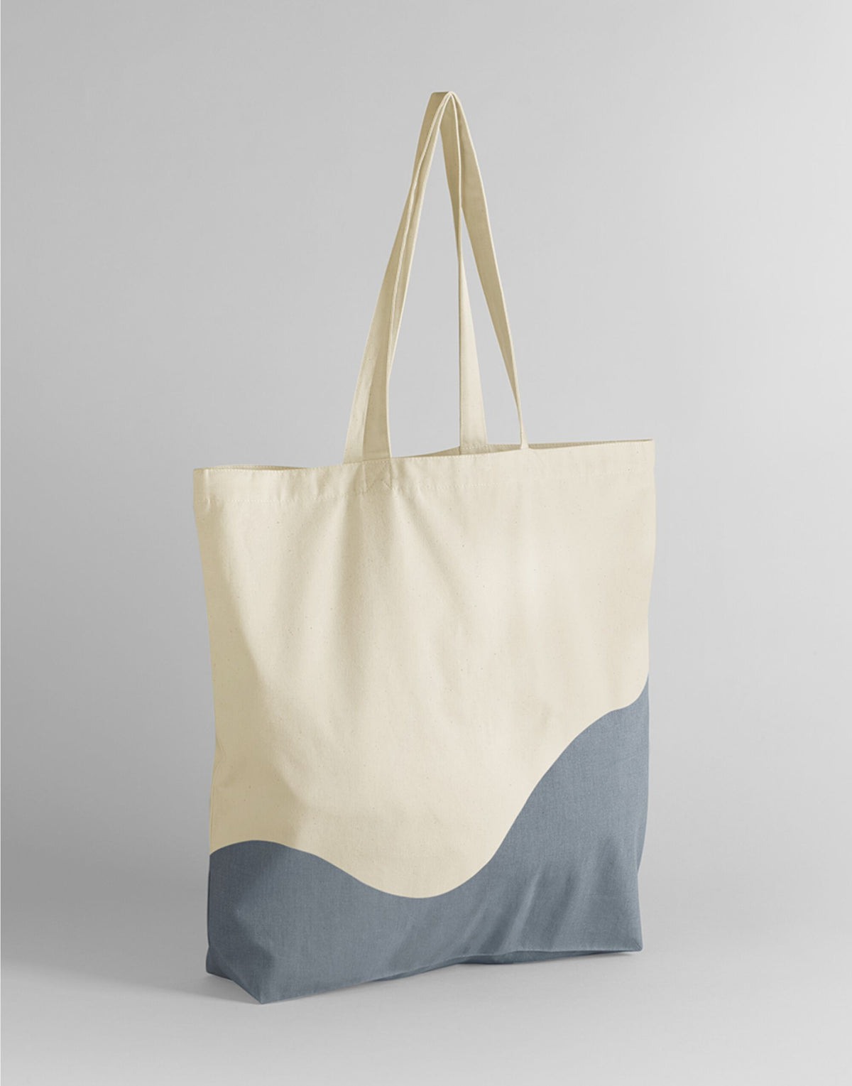 Westford Mill W235 Wave Print Maxi Tote - Natural/Blue Grey
