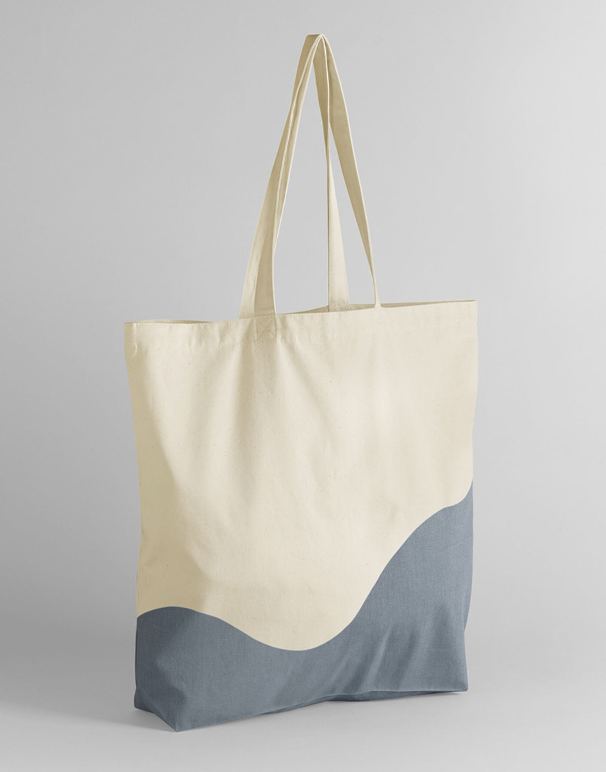 Westford Mill W235 Wave Print Maxi Tote - Natural/Blue Grey