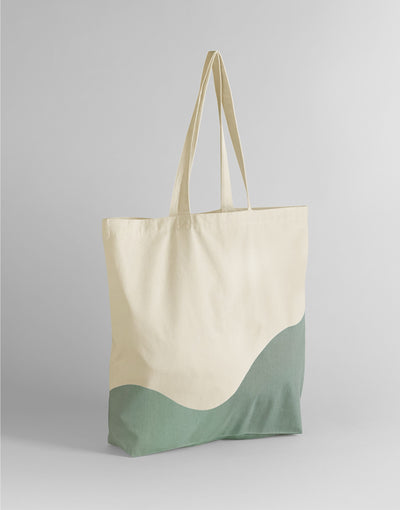 Westford Mill W235 Wave Print Maxi Tote - Natural/Dusty Green