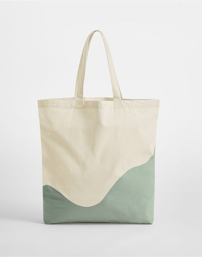 Westford Mill W235 Wave Print Maxi Tote - Natural/Dusty Green