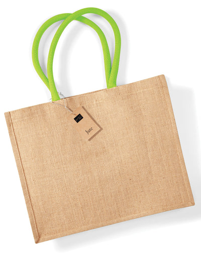 Westford Mill W407 Jute Classic Shopper - Natural/Lime