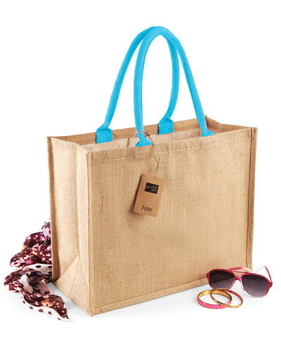 Westford Mill W407 Jute Classic Shopper - Natural/Surf Blue