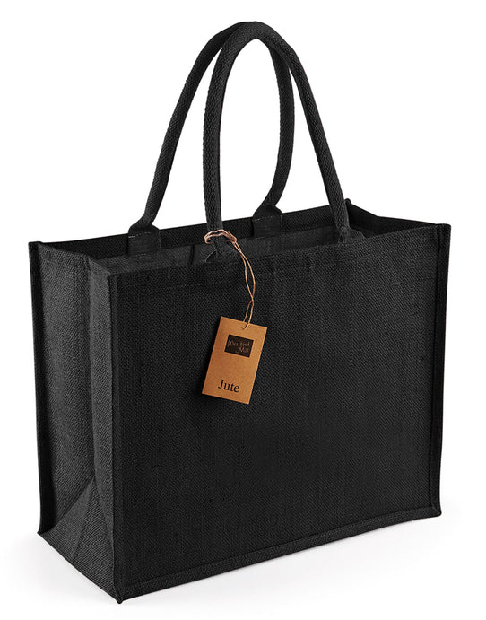 Westford Mill W407 Jute Classic Shopper - Black/Black