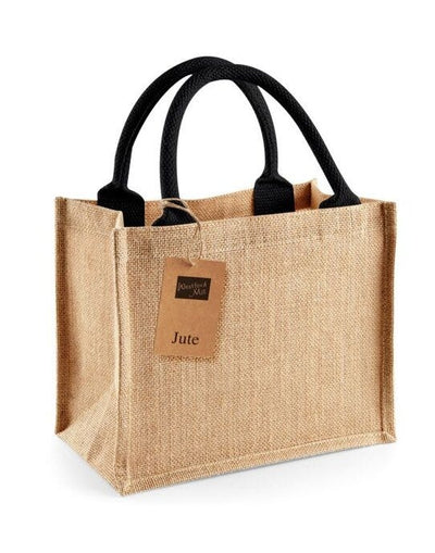 Westford Mill W412 Jute Mini Gift Bag - Natural/Black