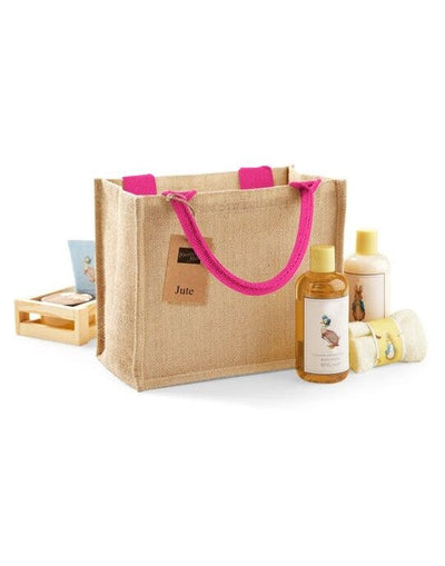 Westford Mill W412 Jute Mini Gift Bag - Natural/Fuchsia