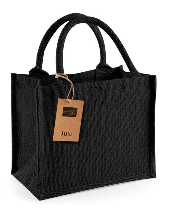 Westford Mill W412 Jute Mini Gift Bag - Black/Black