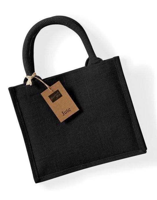 Westford Mill W412 Jute Mini Gift Bag - Black/Black