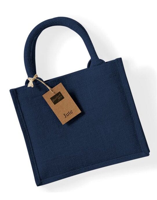 Westford Mill W412 Jute Mini Gift Bag - Navy/Navy