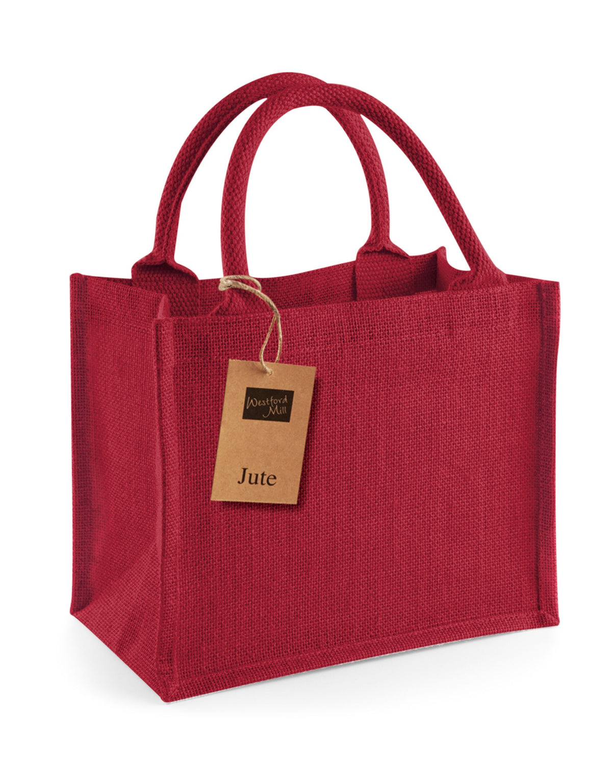 Westford Mill W412 Jute Mini Gift Bag - Red/red