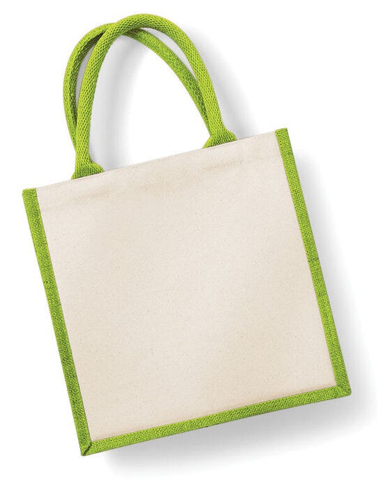 Westford Mill W421 Printers Midi Jute Bag - Apple Green