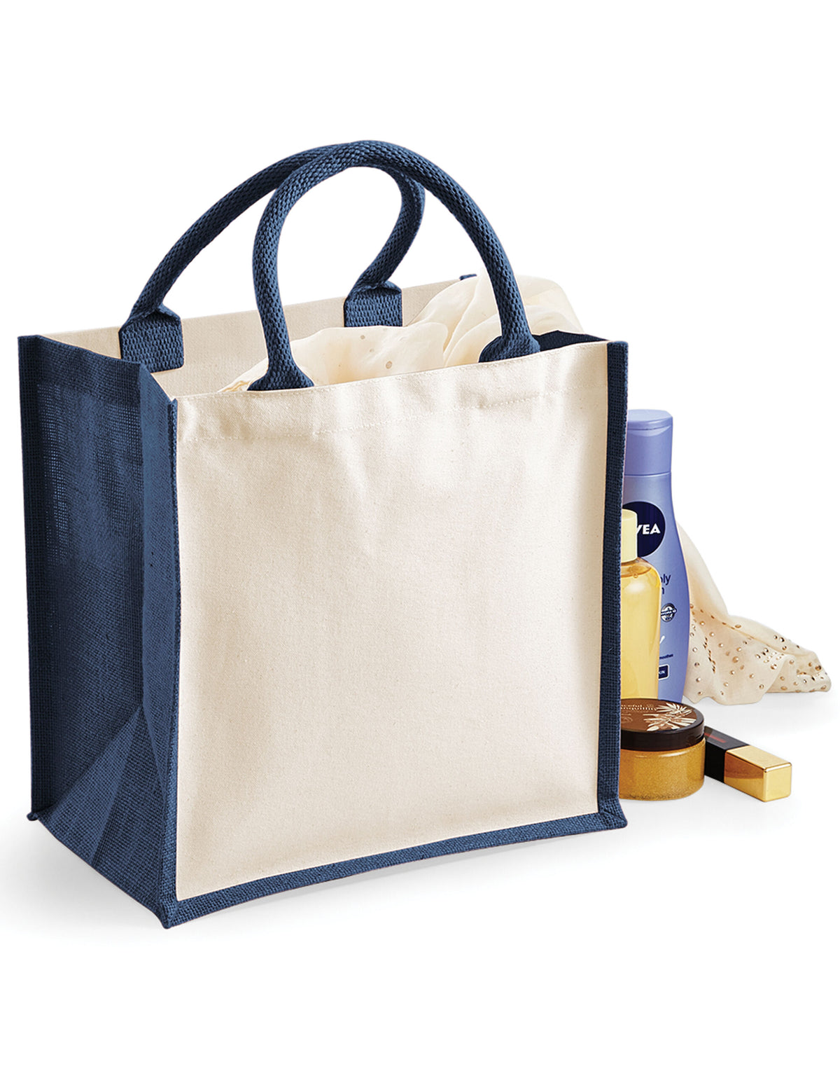 Westford Mill W421 Printers Midi Jute Bag - Navy