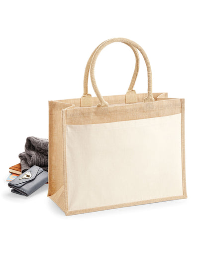 Westford Mill W427 Cotton Pocket Jute Shopper - Natural