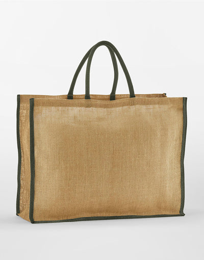 Westford Mill W475 Starch Jute Market Shopper - Natural/Olive Green
