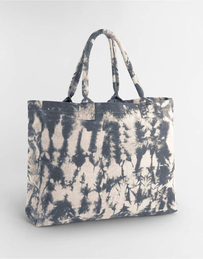 Westford Mill W930 Tie Dye Canvas Tote Bag - Natural Black Tie Dye