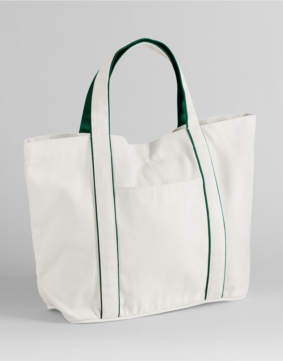 Westford Mill W950 Courtside Medium Tote - Soft White/Bottle Green