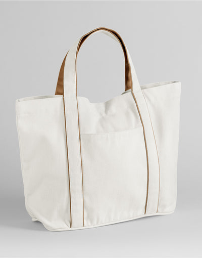 Westford Mill W950 Courtside Medium Tote - Soft White/Caramel