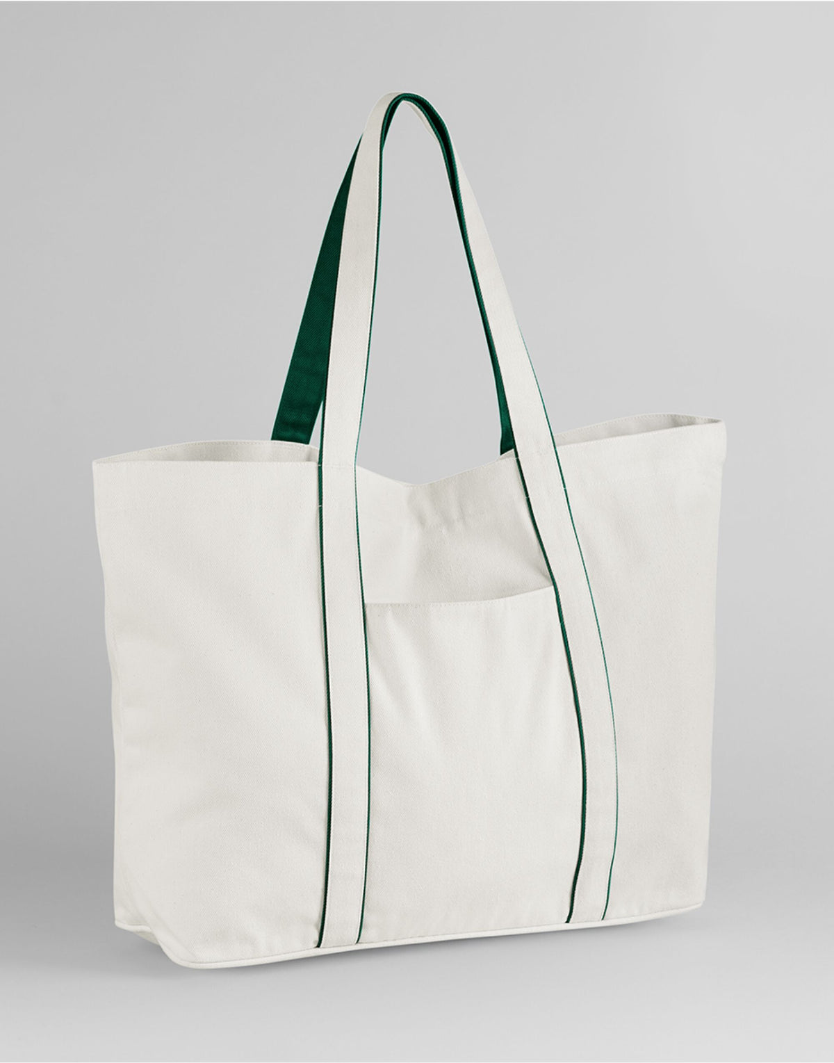 Westford Mill W952 Courtside Large Tote - Soft White/Bottle Green