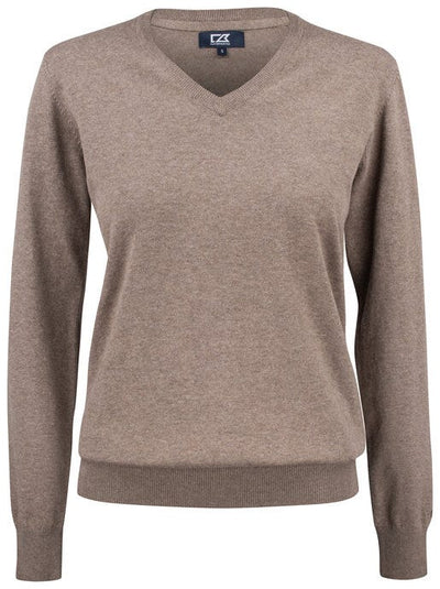 Cutter & Buck CB355419 C&amp;B Ladies Oakville V-Neck Sweater - Nougat Melange