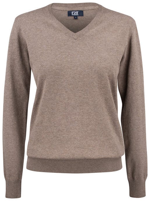 Cutter & Buck CB355419 C&amp;B Ladies Oakville V-Neck Sweater - Nougat Melange