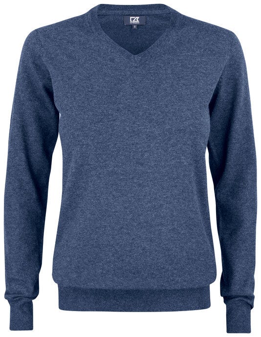 Cutter & Buck CB355419 C&amp;B Ladies Oakville V-Neck Sweater - Navy Melange