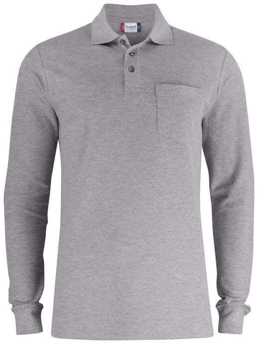 Clique CQ028235 Basic Pocket Polo L/S - Grey Melange
