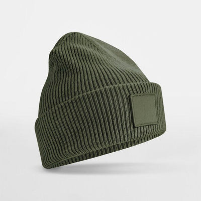Beechfield B336R Deep Cuff Tonal Patch Beanie - Olive Green