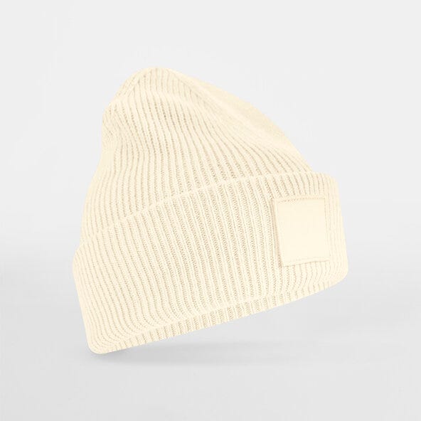 Beechfield B336R Deep Cuff Tonal Patch Beanie - Vanilla