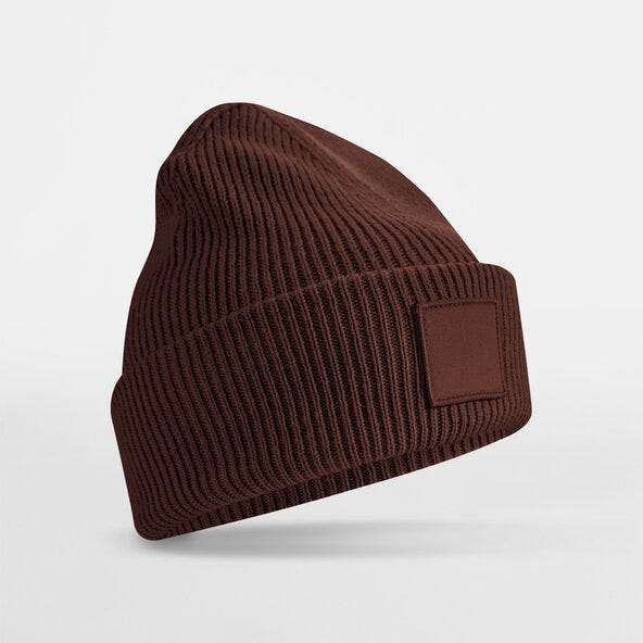 Beechfield B336R Deep Cuff Tonal Patch Beanie - Walnut