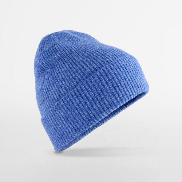 Beechfield B388 Wool Blend Beanie - Blue Marl