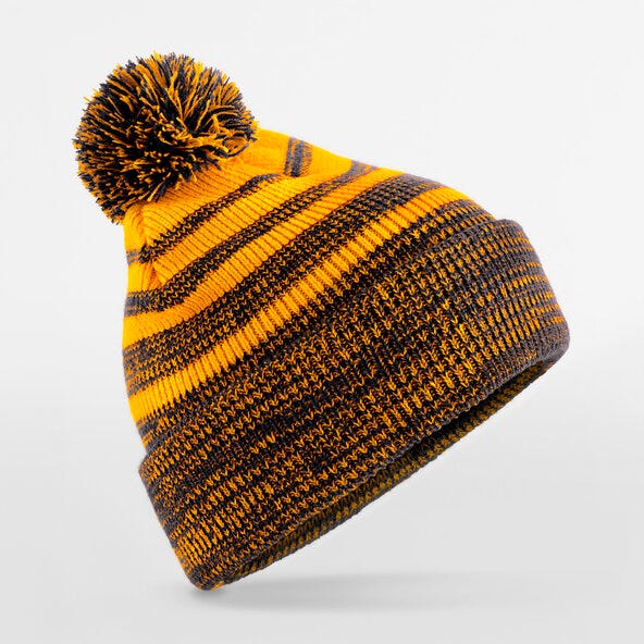 Beechfield B476 Team Stripe Beanie - Gold/Black