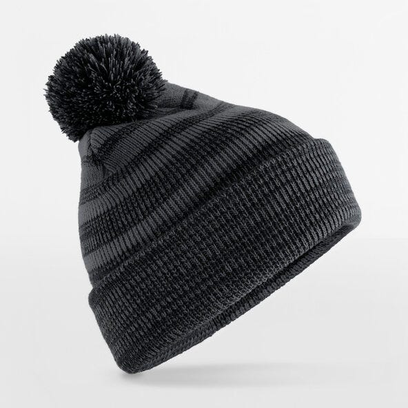 Beechfield B476 Team Stripe Beanie - Graphite Grey/Black