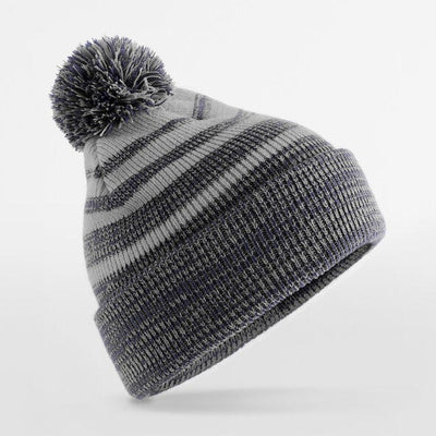 Beechfield B476 Team Stripe Beanie - Grey/Navy