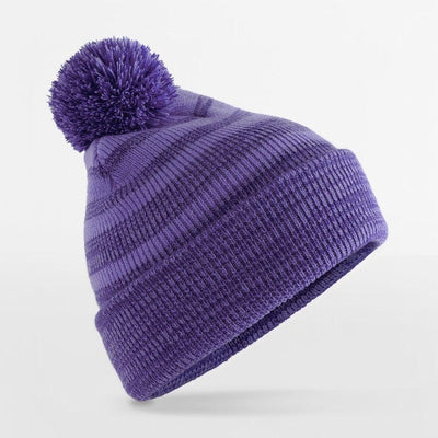 Beechfield B476 Team Stripe Beanie - Purple