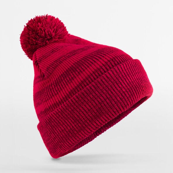 Beechfield B476 Team Stripe Beanie - Red