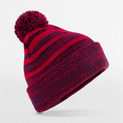 Beechfield B476 Team Stripe Beanie - Red/Navy