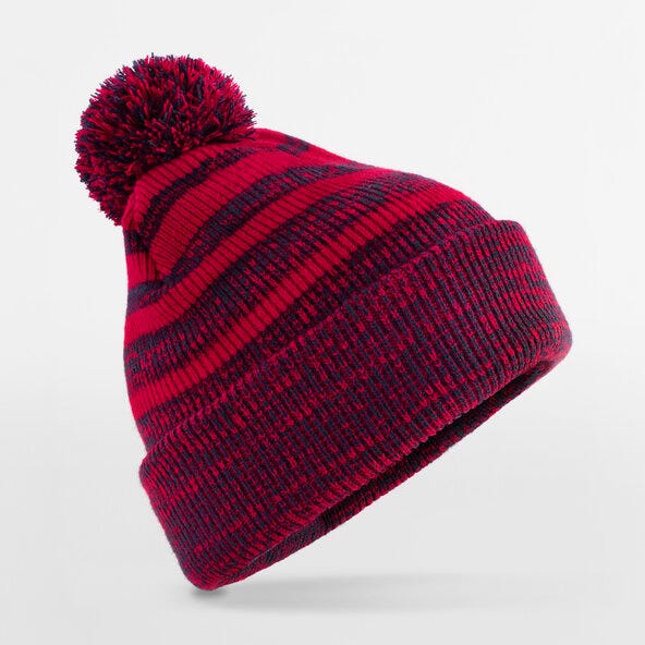 Beechfield B476 Team Stripe Beanie - Red/Navy