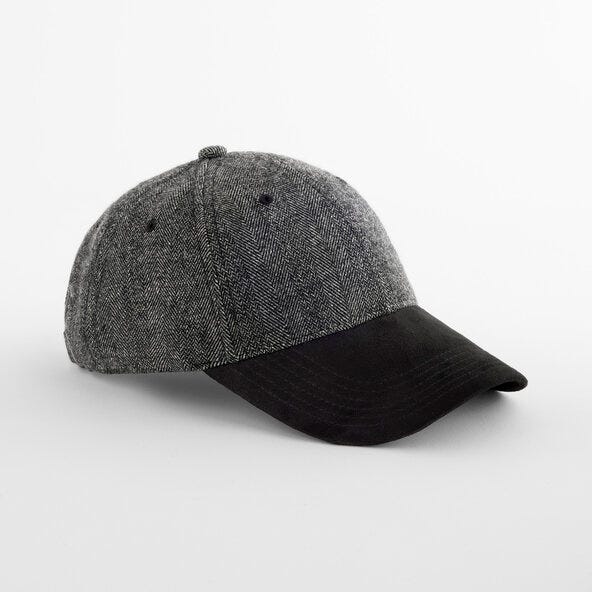 Beechfield B627 Suede Peak Herringbone Cap - BLHB
