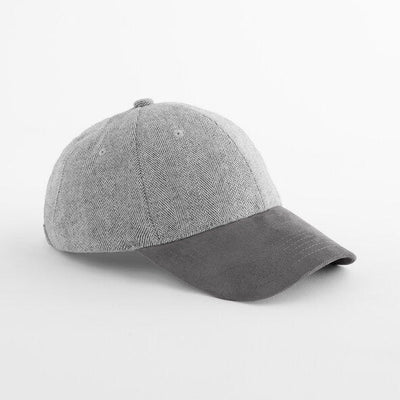 Beechfield B627 Suede Peak Herringbone Cap - Charcoal Herringbone