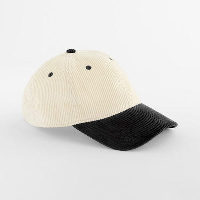Beechfield B690 Contrast Peak Corduroy Cap - Natural/Black