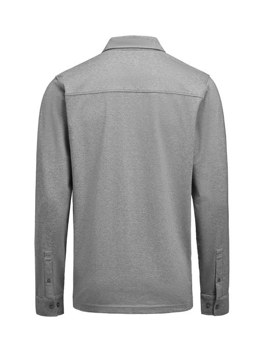 James Harvest HAR2115007 American Supreme L/S Polo - Grey Melange