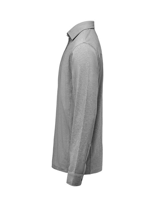 James Harvest HAR2115007 American Supreme L/S Polo - Grey Melange