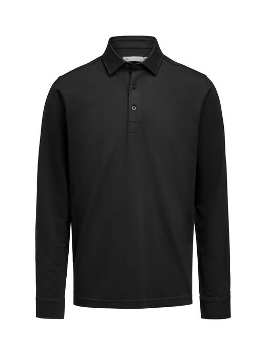 James Harvest HAR2115007 American Supreme L/S Polo - Black