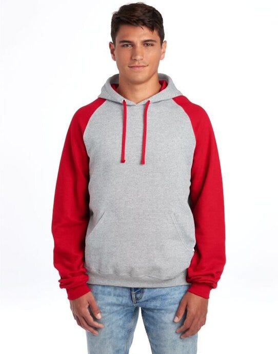 Jerzees 0S96CR0 NuBlend® Colour-Block Hood - Oxford/ True Red