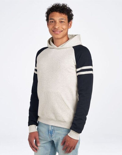 Jerzees 0S97CR0 NuBlend® Varsity Col-Block Hood - Oatmeal Heather/ Black Ink