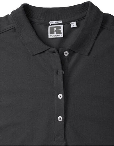 Russell Athletic 566F Russell Ladies Fitted Stretch Polo - Black