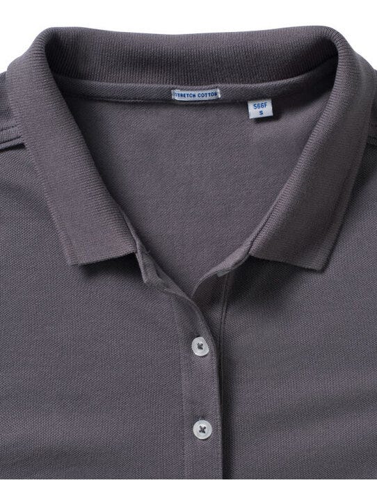 Russell Athletic 566F Russell Ladies Fitted Stretch Polo - Convoy Grey