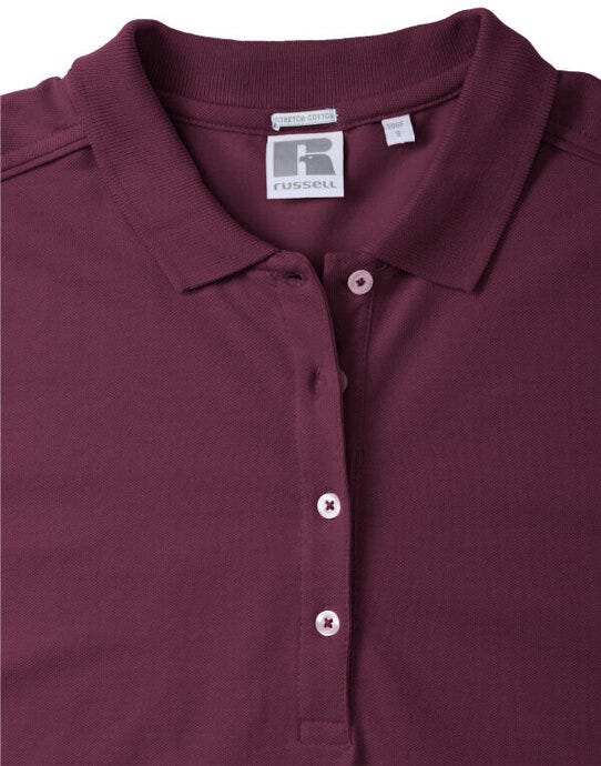 Russell Athletic 566F Russell Ladies Fitted Stretch Polo - Burgundy